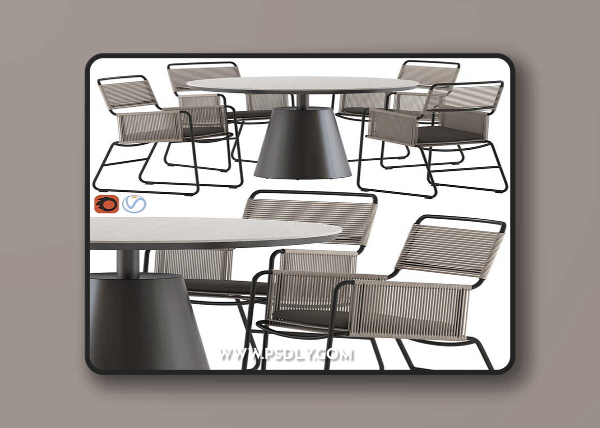 Coco Republic Milan Chair and Polo Table Vray+Corona