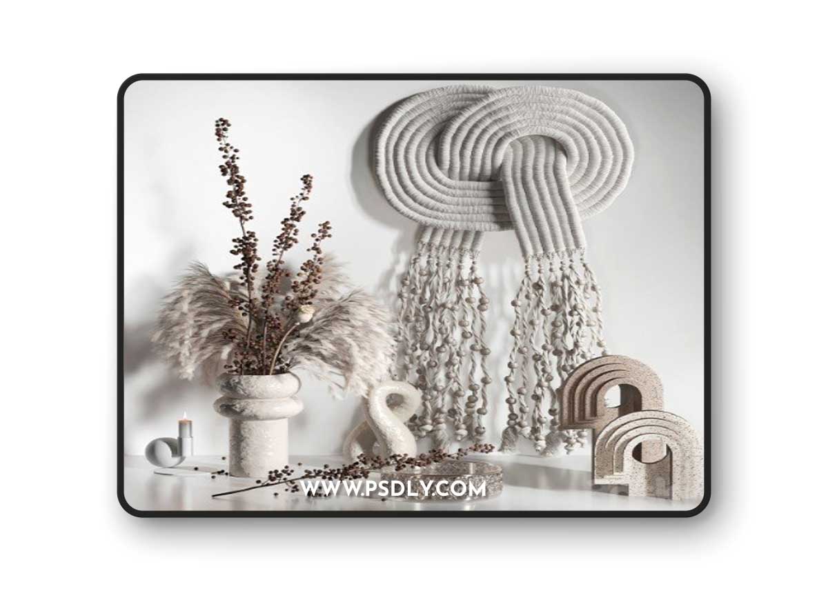 Decorative set 05 with Macrame and berry branch Corona