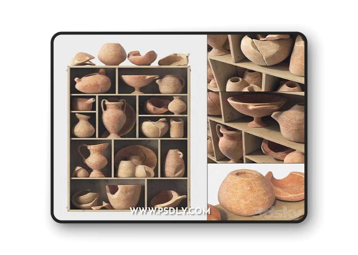 Dishes Old Clay Splinter Decor N1 Vray+Corona