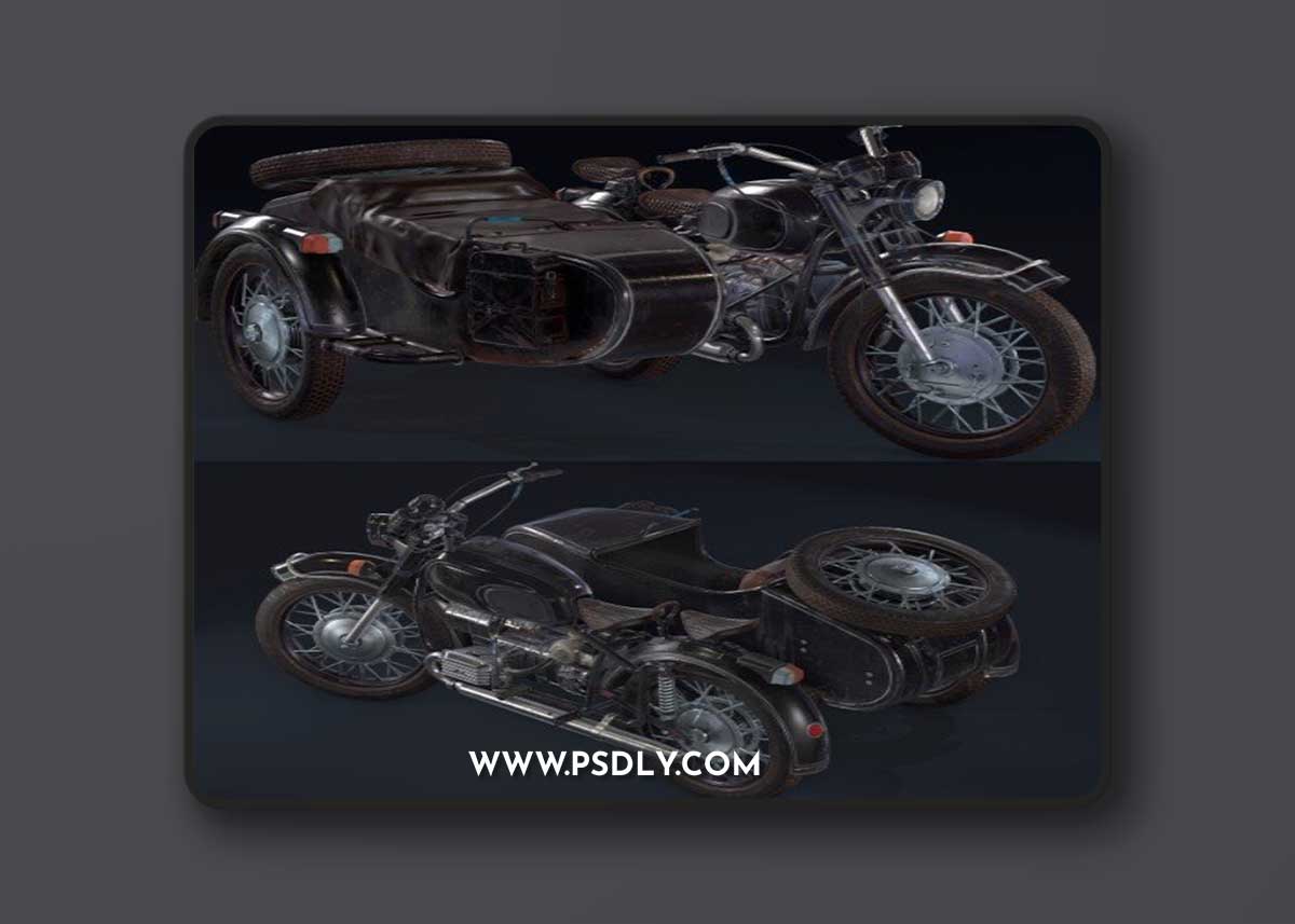 Dnepr MT-11 Sidecar Motorbike 3D Model