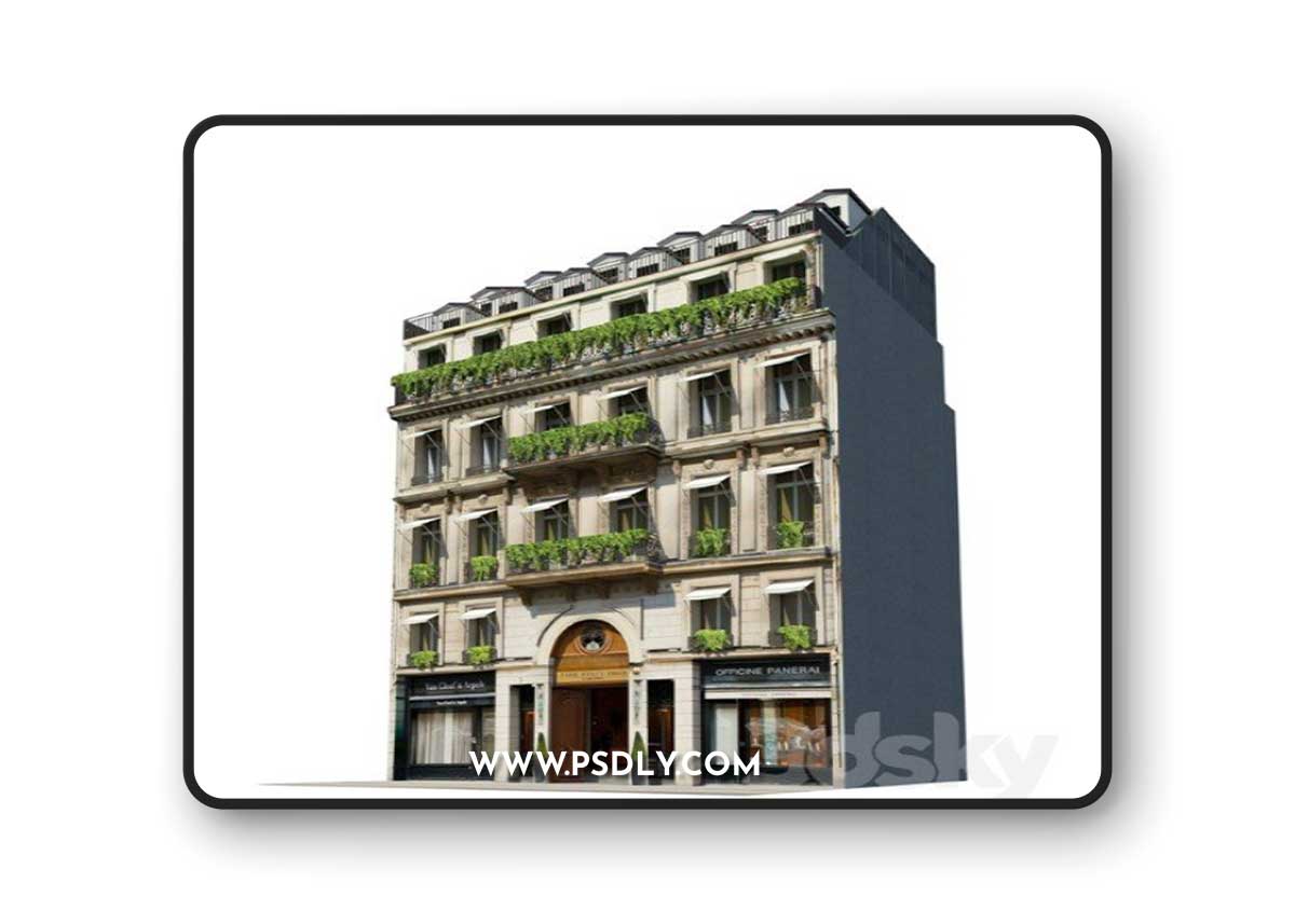 Facade for Background Vol 7 Classic Hotel Vray