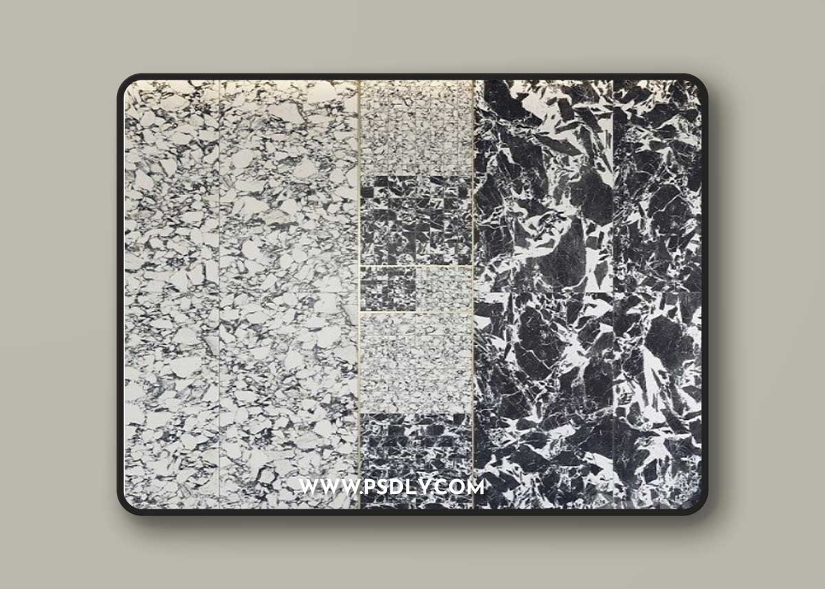 Floor Gres Pebble Fragment B & W MARBLE Set 3 Corona