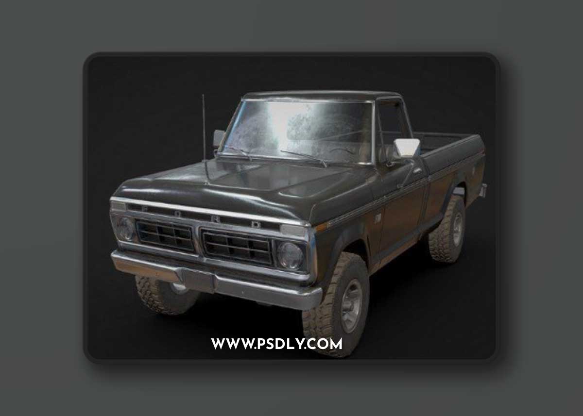 Ford F100 1976 New Black 3D Model