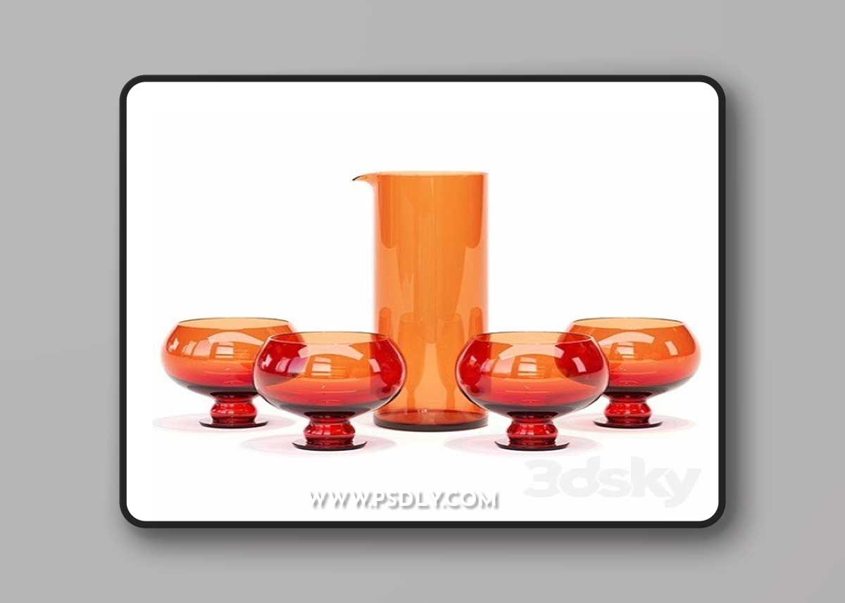 HKliving / Funky Orange Glassware Set