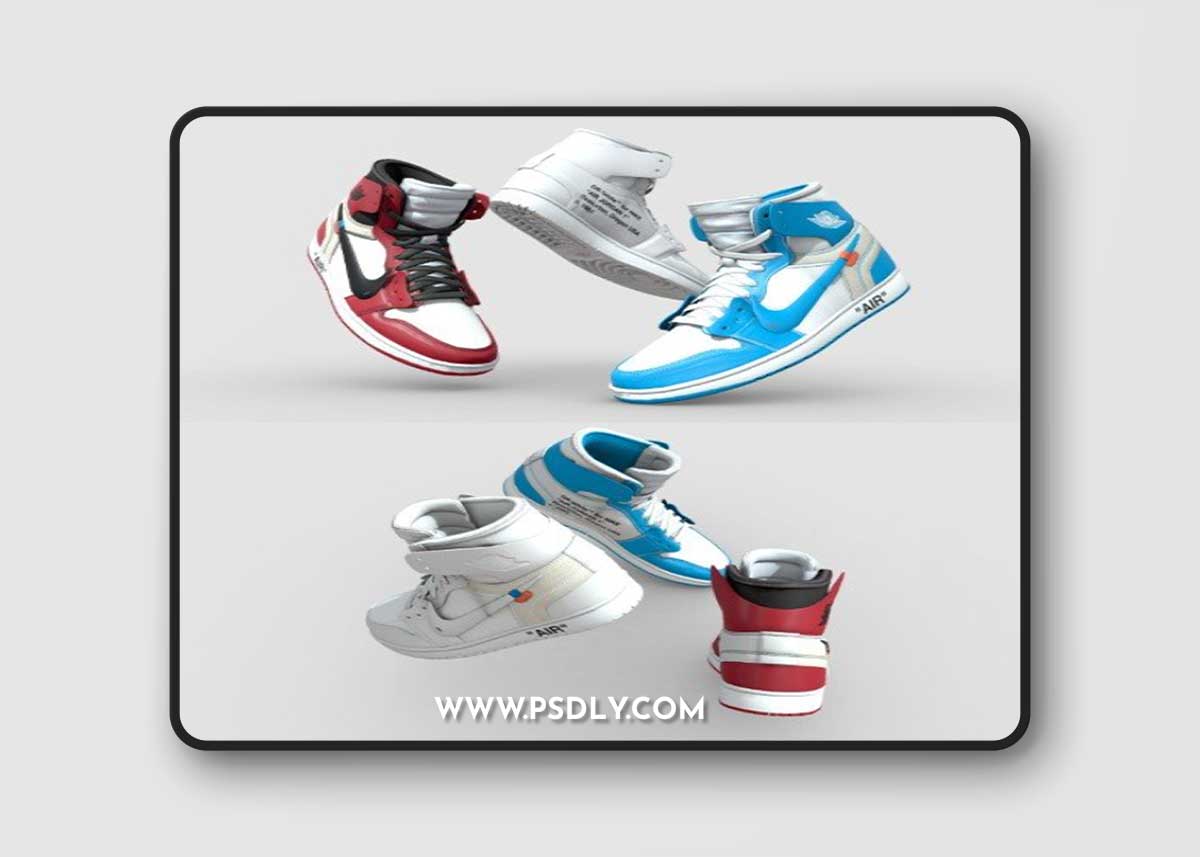 Jordan 1 Off White Triple Pack 3D Model