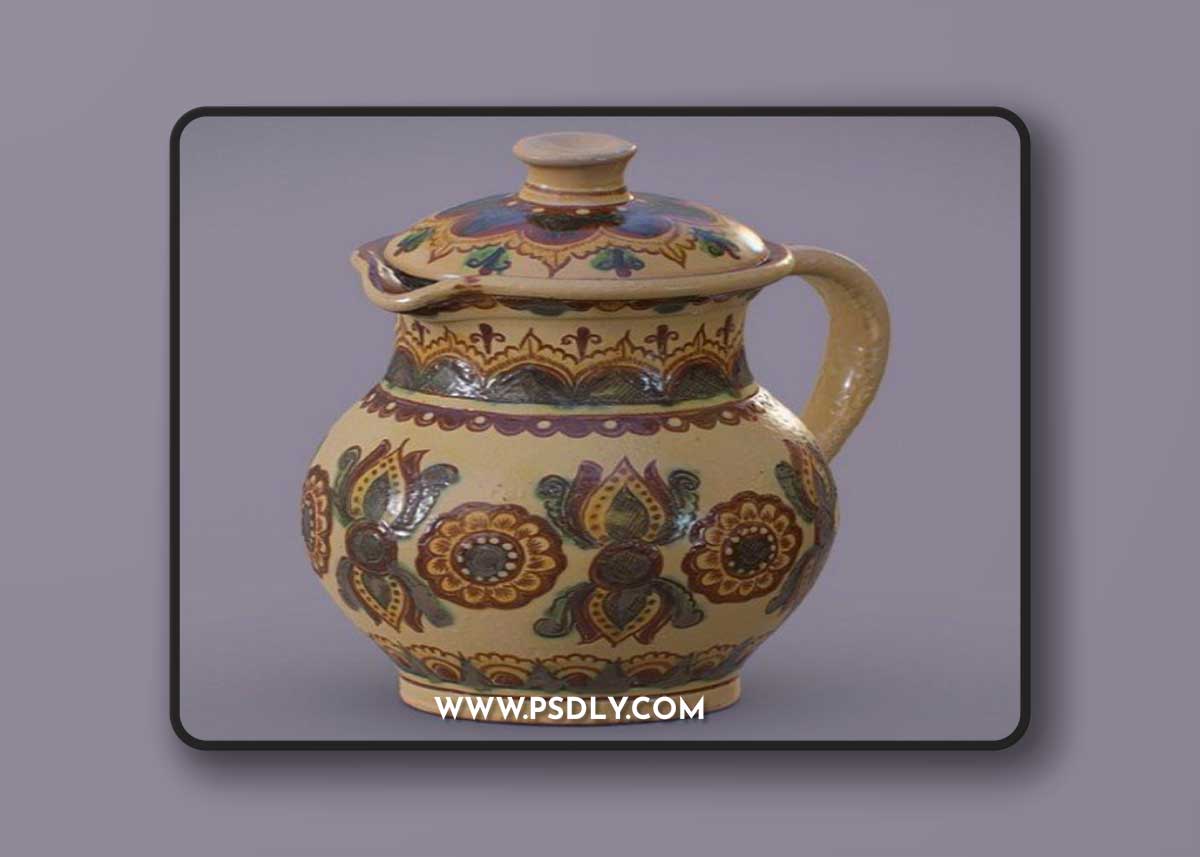 Jug with ornament, Kosiv ceramics 3D Model