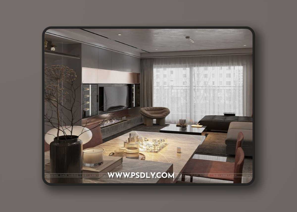 Living Room – Kitchen Interior Scene