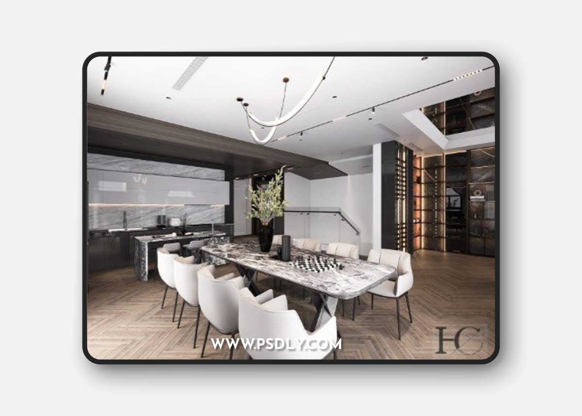 Living Room – Kitchen Interior Scene