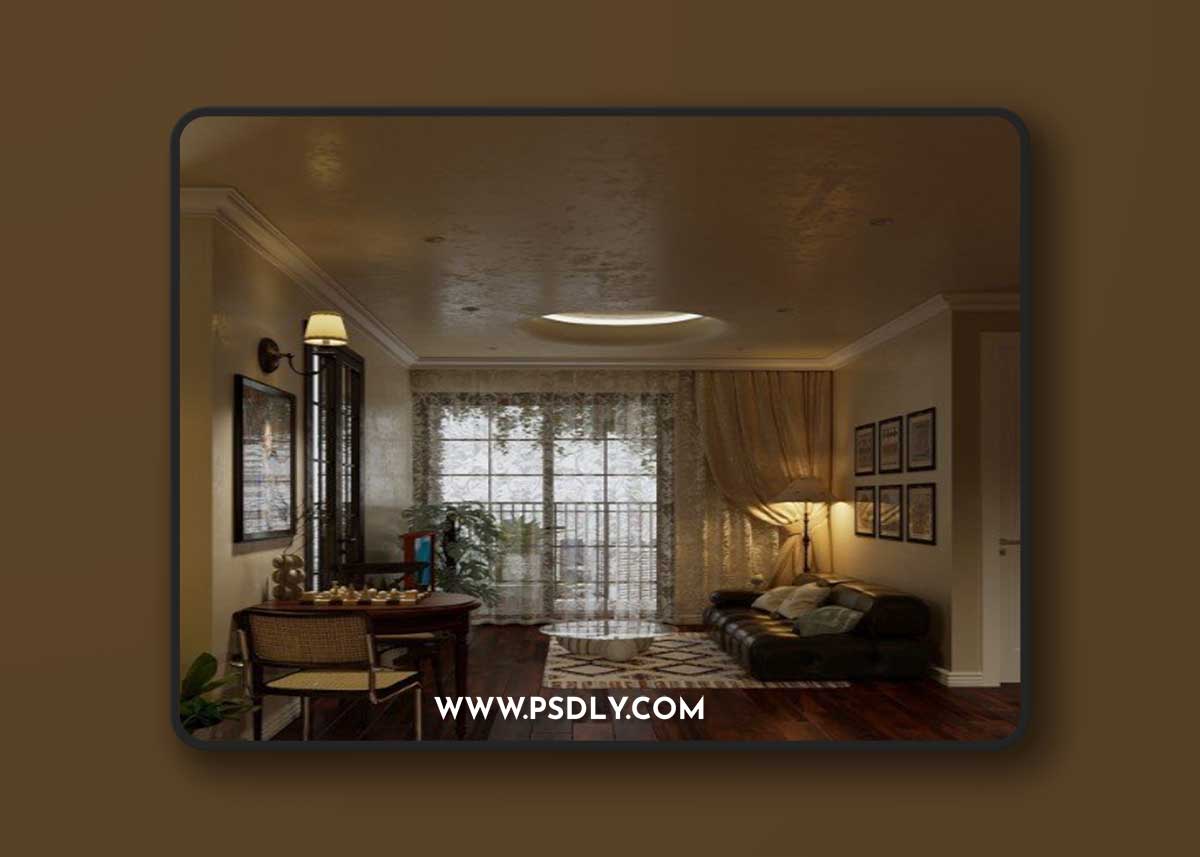 Living Room – Kitchen Interior Scene