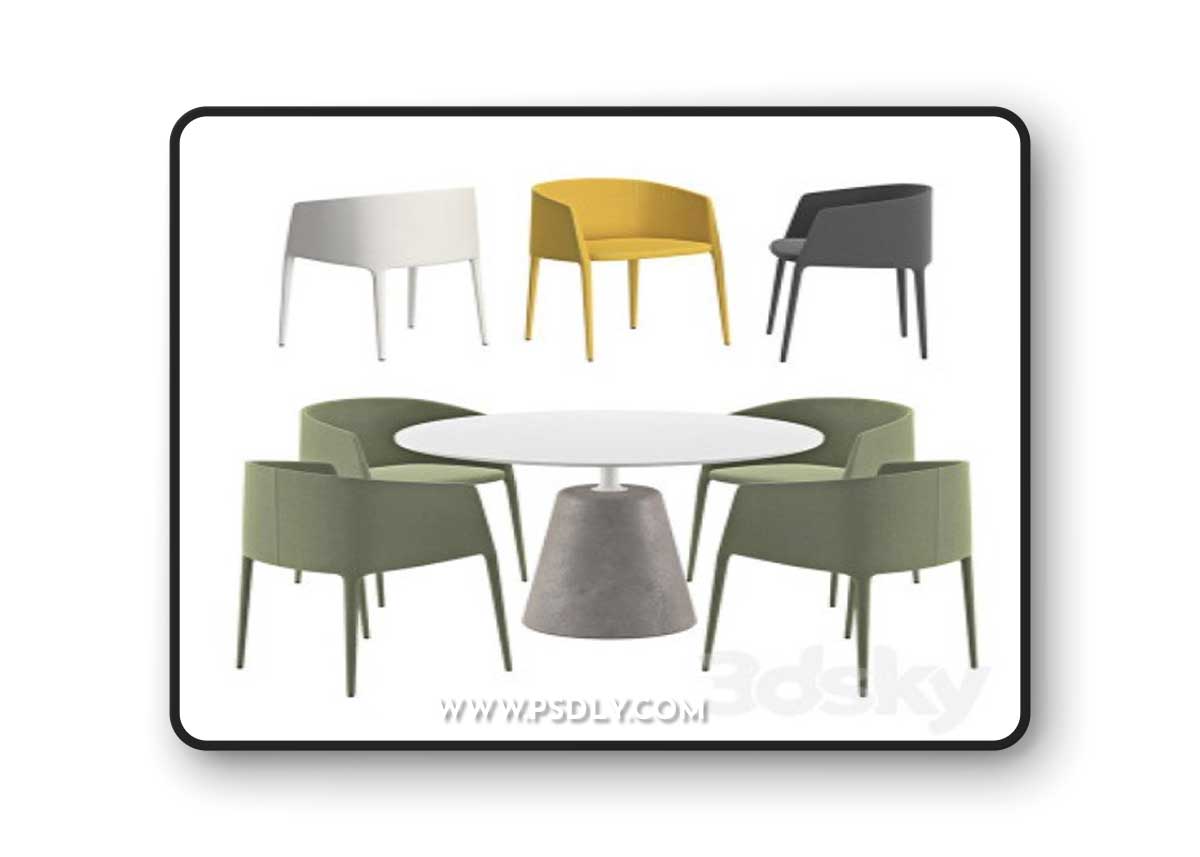 MDF Italia Achille Armchair And Rock Table Vray