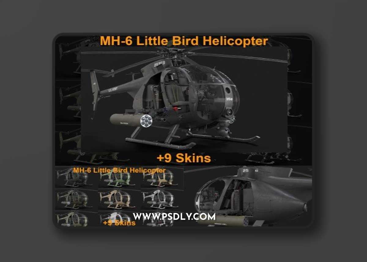 MH-6 Little Bird Helicopter 3d model