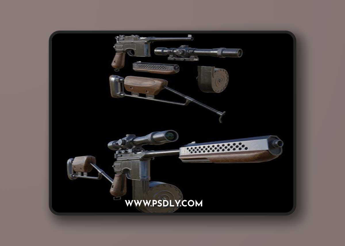 Mauser C96 + Extras 3D model