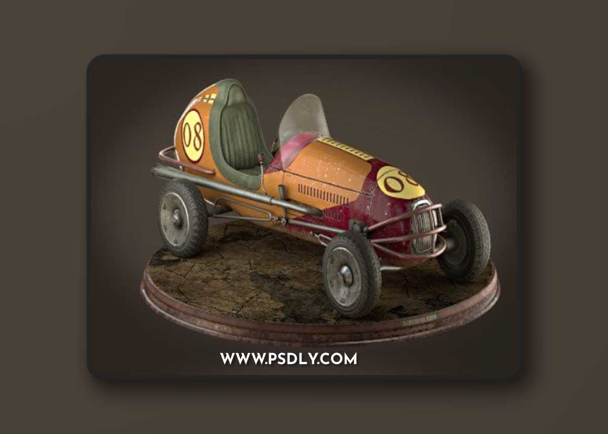 Old Racing Car PBR 3D model