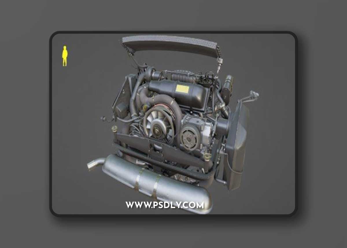 Porsche 911 SC Engine with 915 Gearbox 3D Model