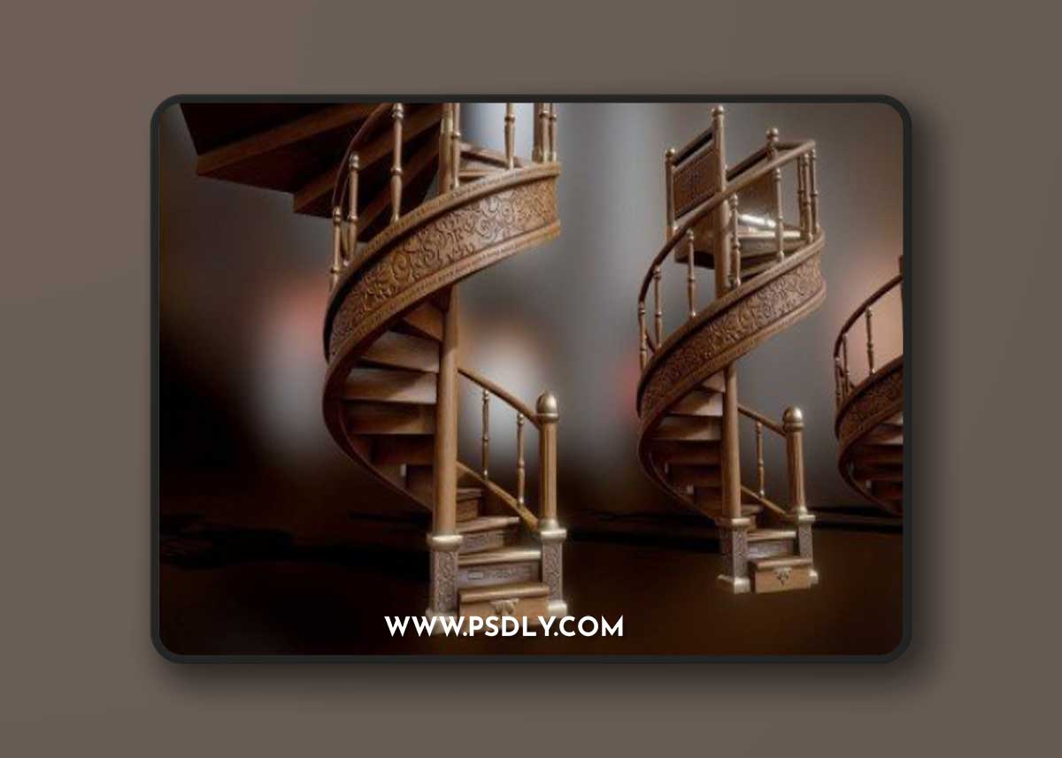 Retro Spiral Staircase 3d model