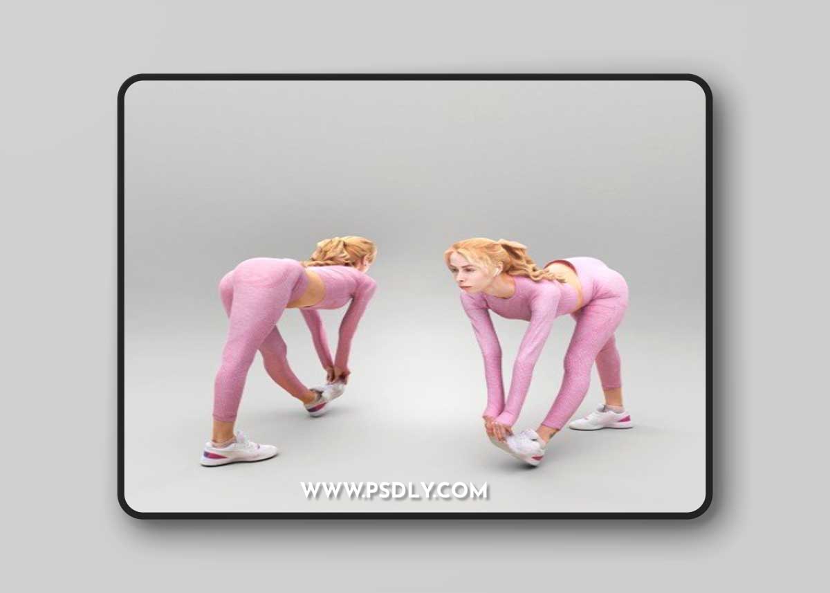 Sporty young woman in tracksuit training 383 Low-poly 3D model