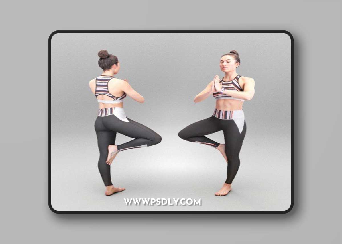 Sporty young woman meditating 378 Low-poly 3D model