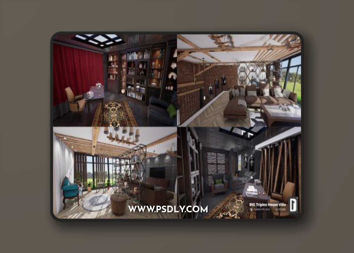Unreal Engine - Triplex House Villa (Asset+manifest - 4.19 - 4.27, 5.0 - 5.1)