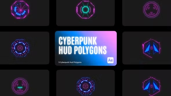 Videohive Cyberpunk HUD Polygons for After Effects 43720097