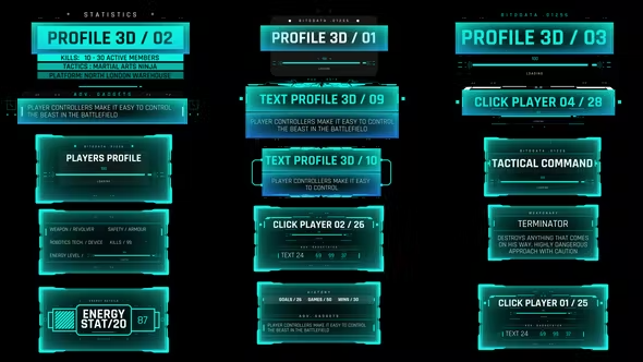 Videohive HUD 3D Text Profiles 43497386