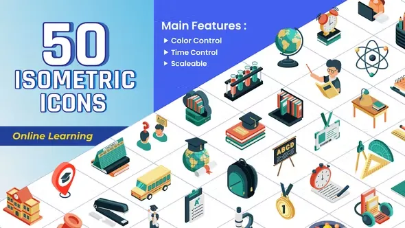 Videohive Isometric Icons - Online Learning 43668513