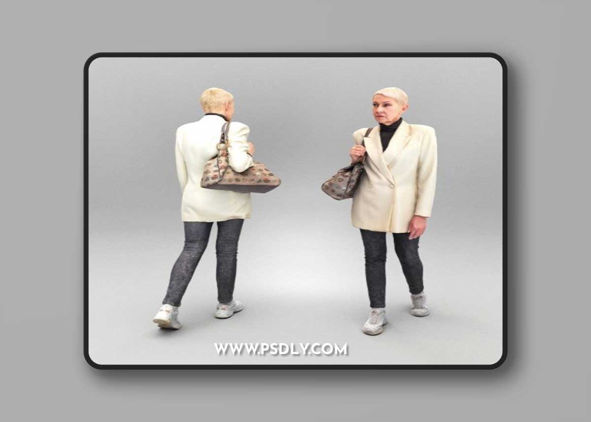Walking woman with handbag 350 VR / AR / low-poly 3d model