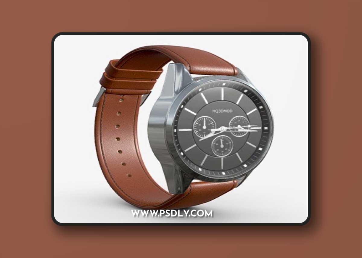 Wristwatch with Leather Strap 3D Model