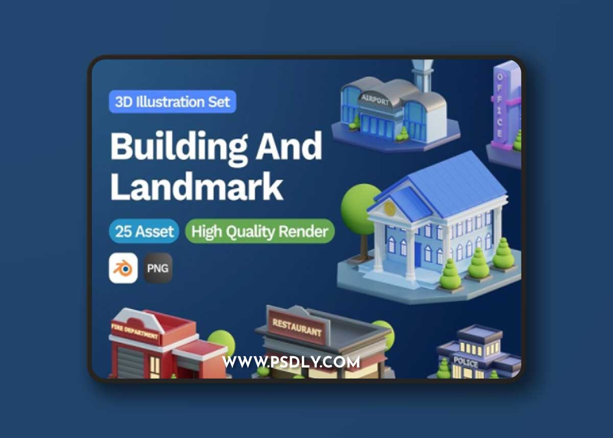 3D Building and Landmarks Illustration