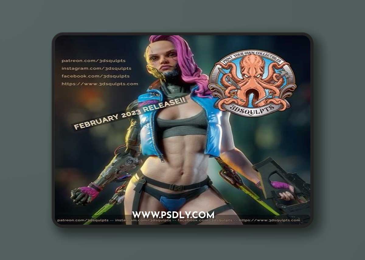 3dsqulpts – Cyberpunk Girl 3D Print Model