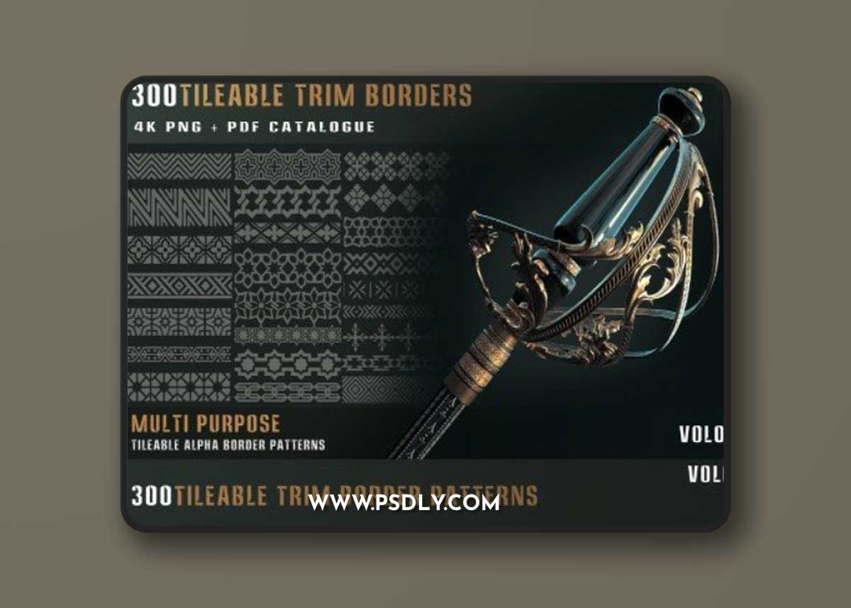 ArtStation 300 tileable trim border patterns-vol01