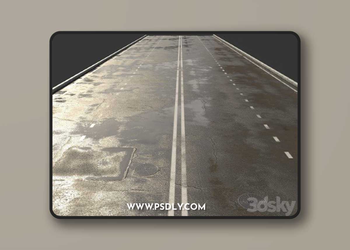 Asphalt with puddles Corona