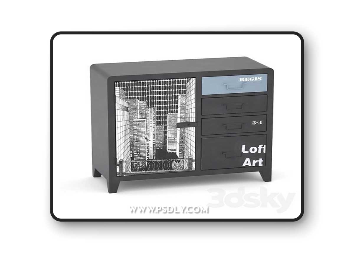 Black and White locker loft art Vray