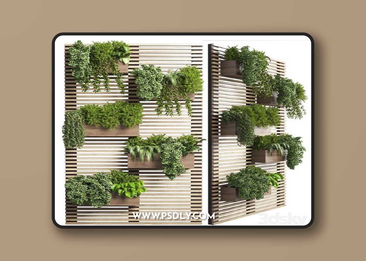 Collection Outdoor Plant Stand Wall Wood Vase 01 | Vray+Corona