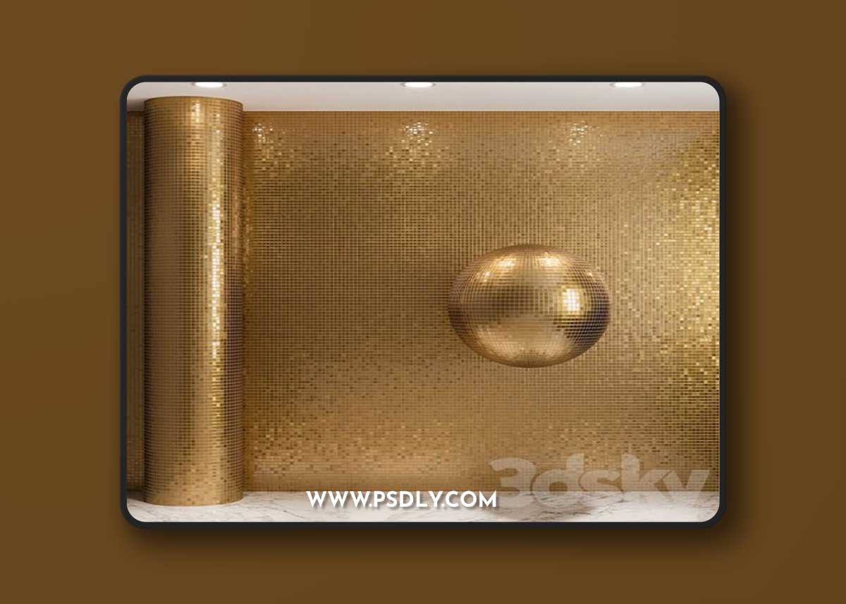 Gold mosaic material on glass Corona