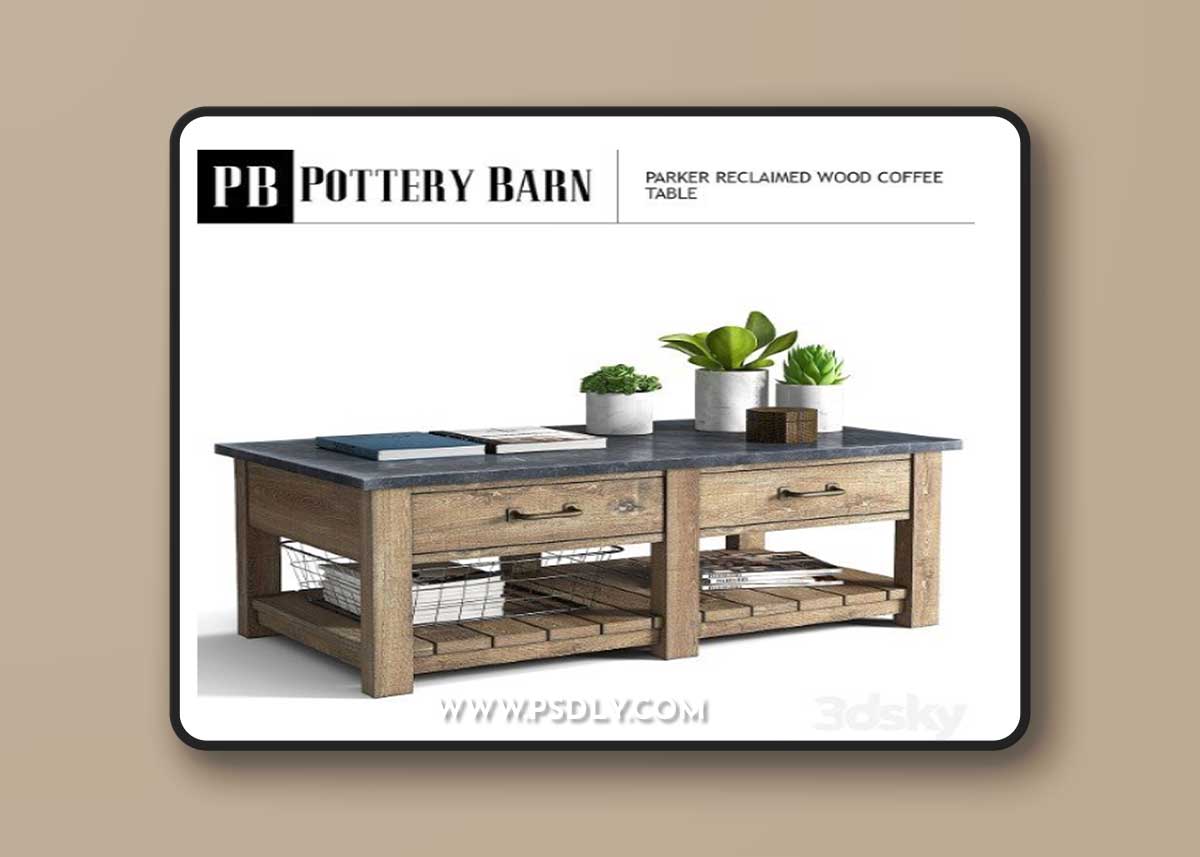 Parker Reclaimed Wood Coffee Table Vray