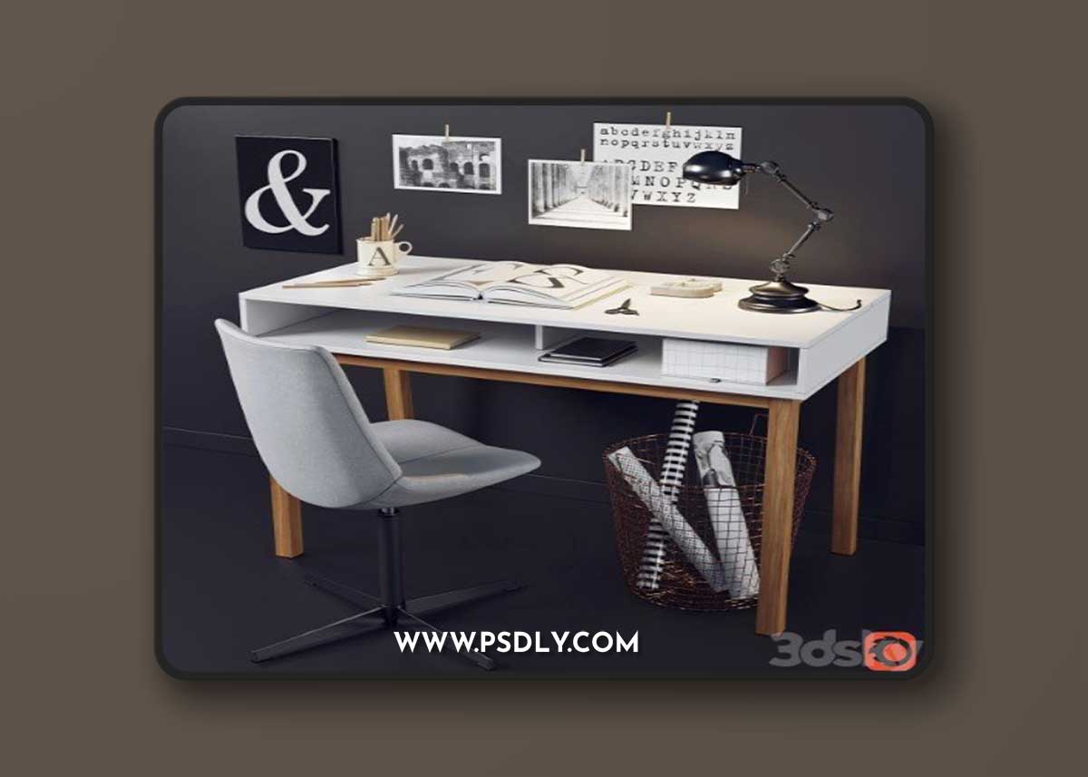 Pro 3DSky - Desk and chair with La Redoute decor