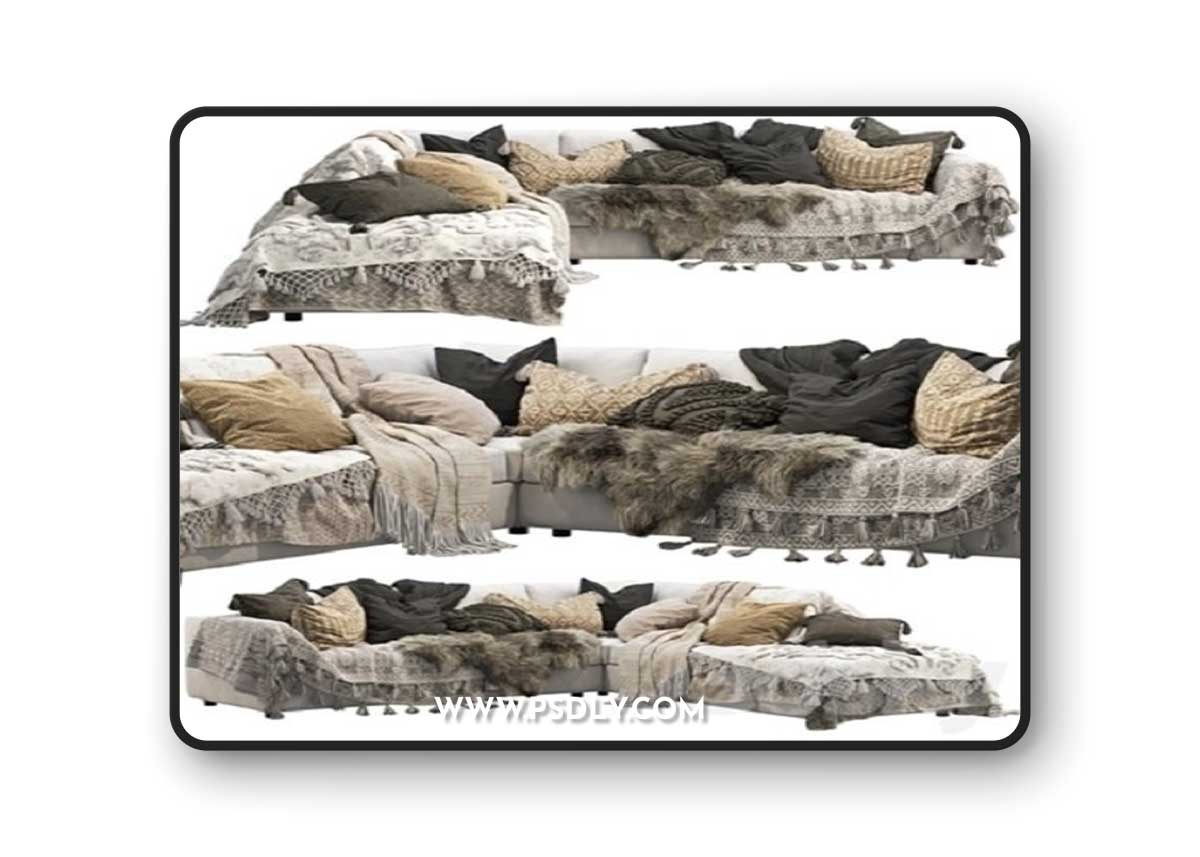 Pro 3DSky - EQ3 Cello 3-Piece Sectional Sofa