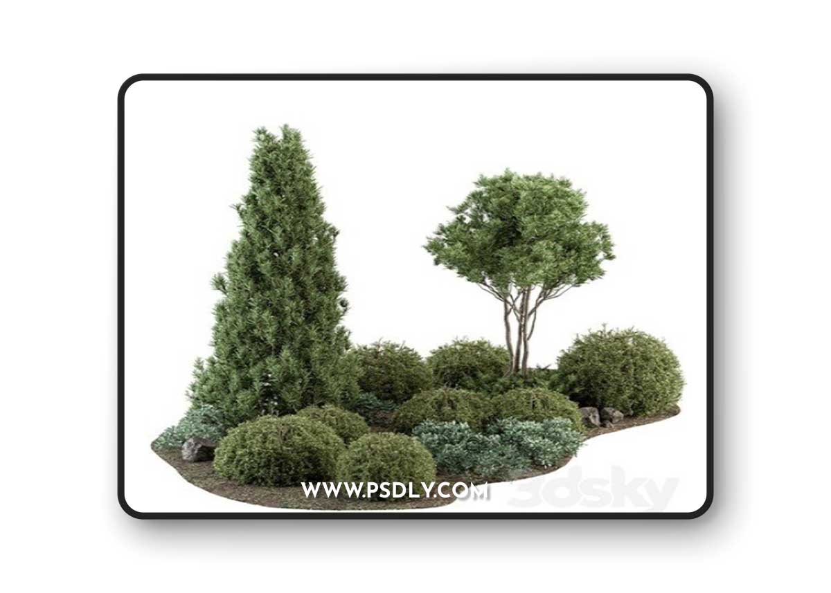 Pro 3DSky - Garden Set Topiary and pine Plants – Outdoor Plants Set 410