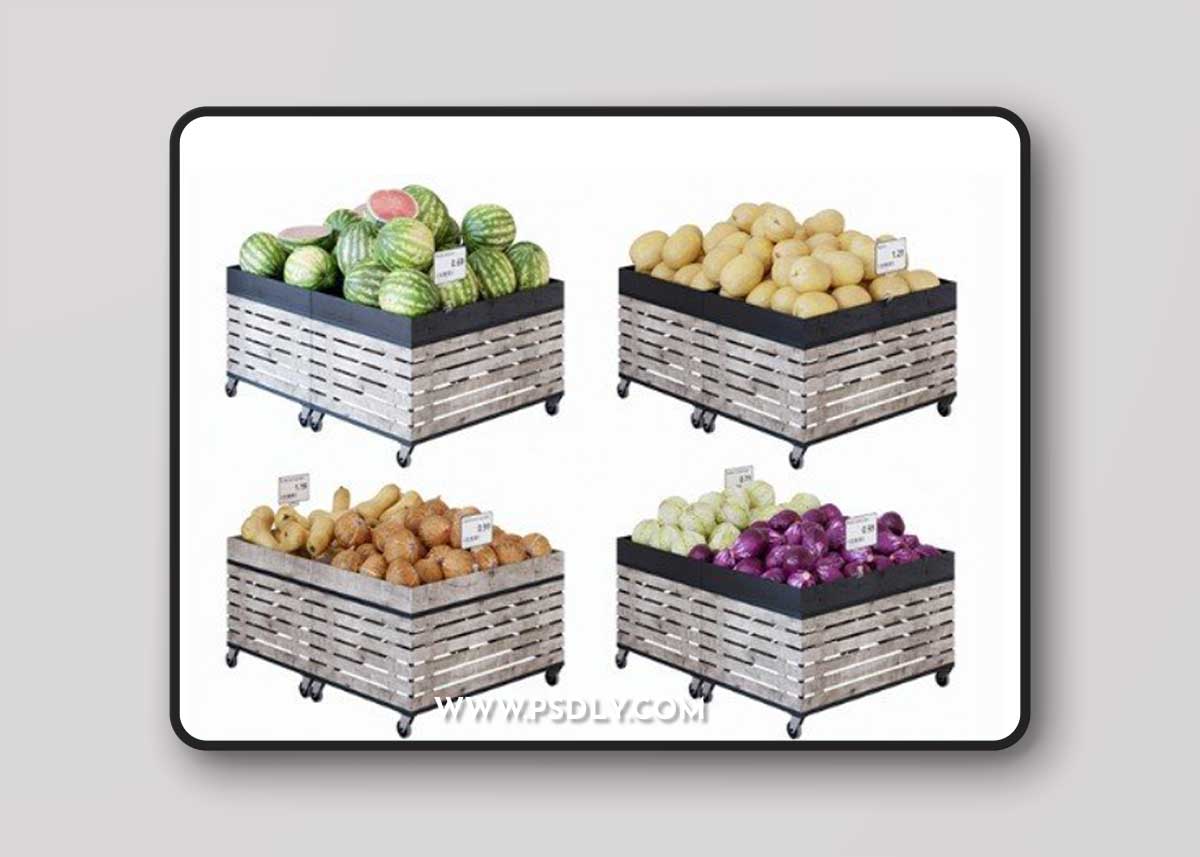 Racks for Vegetables Fruits Vray+Corona