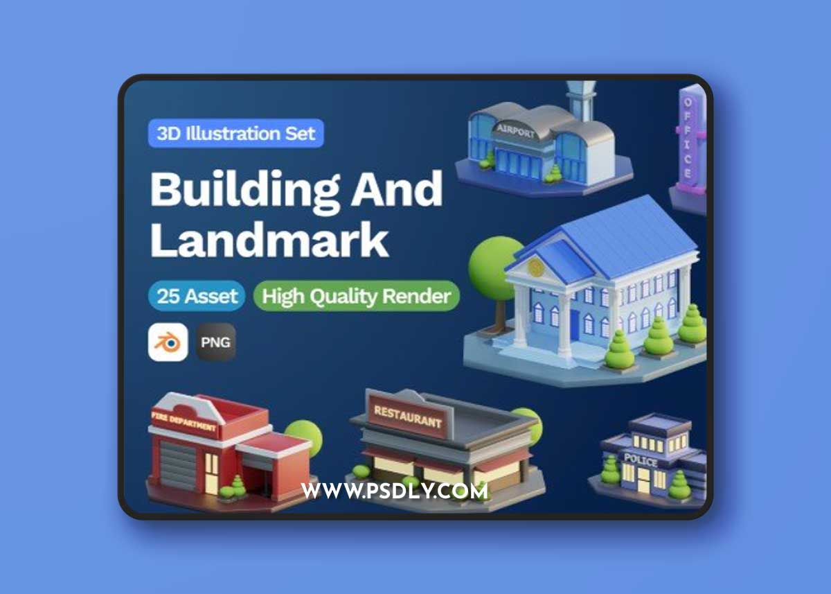 UI8 - 3D Building and Landmarks Illustration