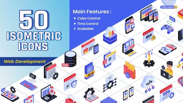 Videohive Isometric Icons - Web Development 44451028