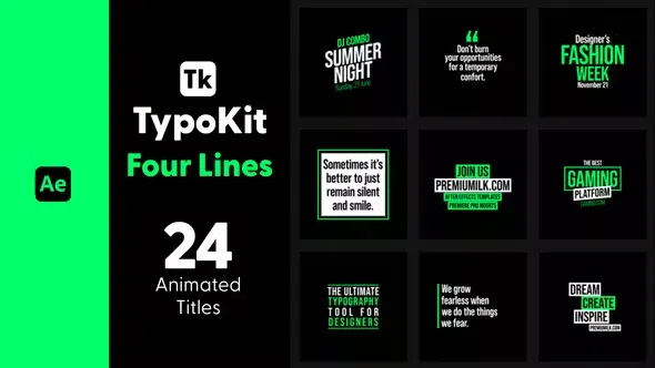 Videohive Typo Kit Four Lines Titles for After Effects 44500807