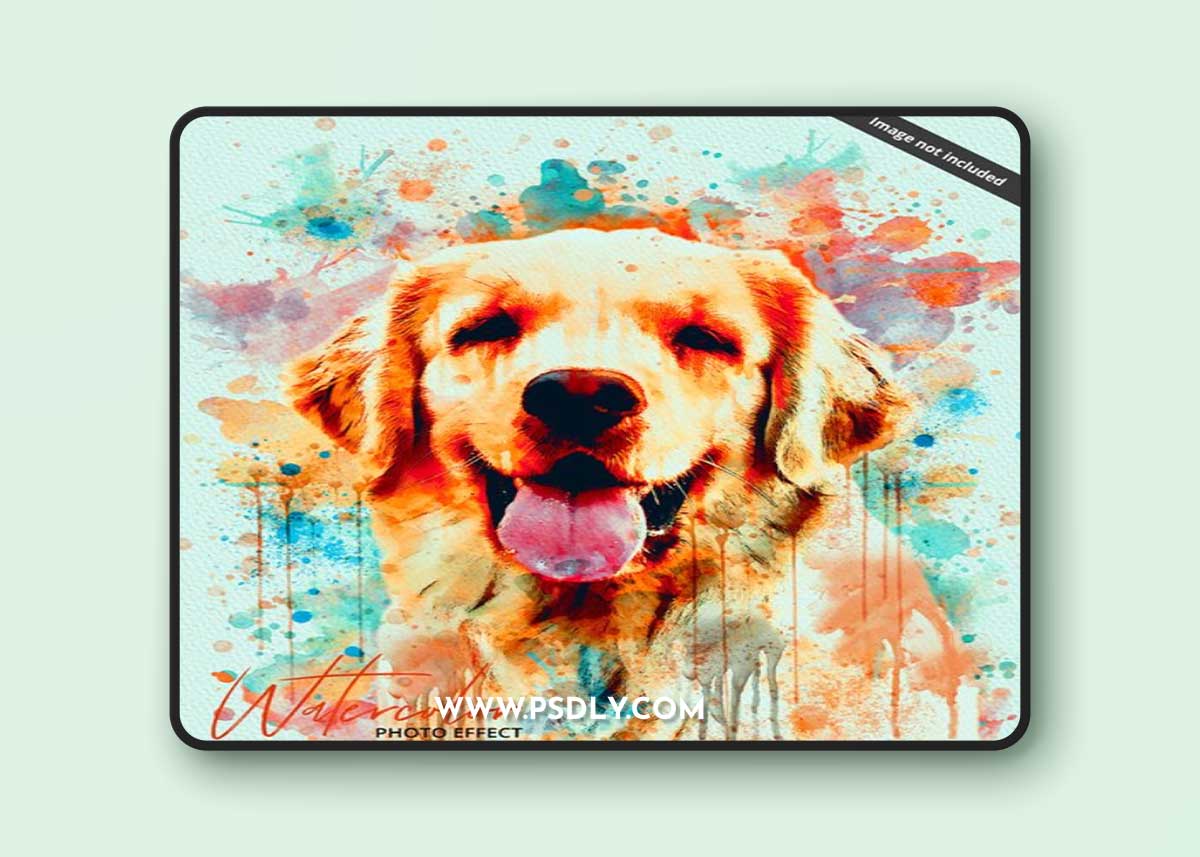 Watercolor painting of a dog photo effect