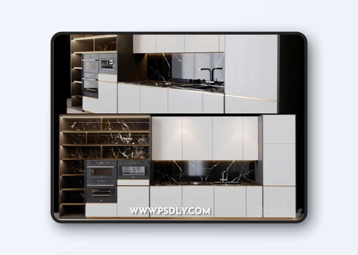 kitchen modern 16 Vray+Corona