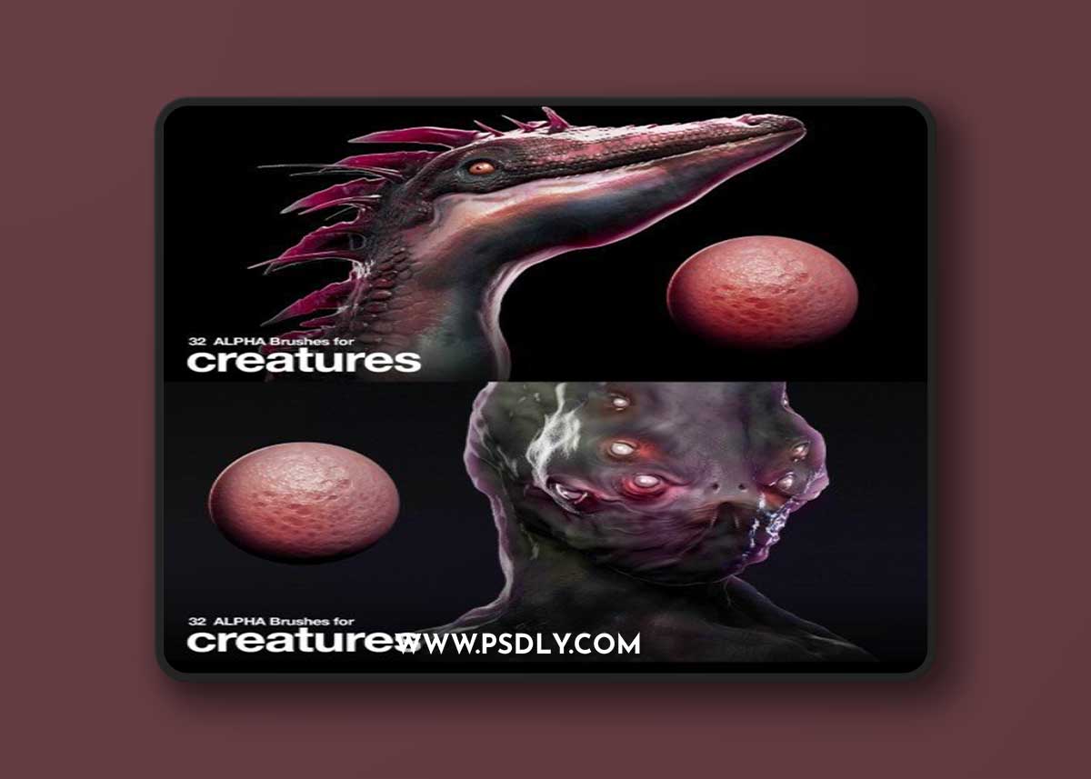 Artstation - 32 Alpha Brushes for Creatures