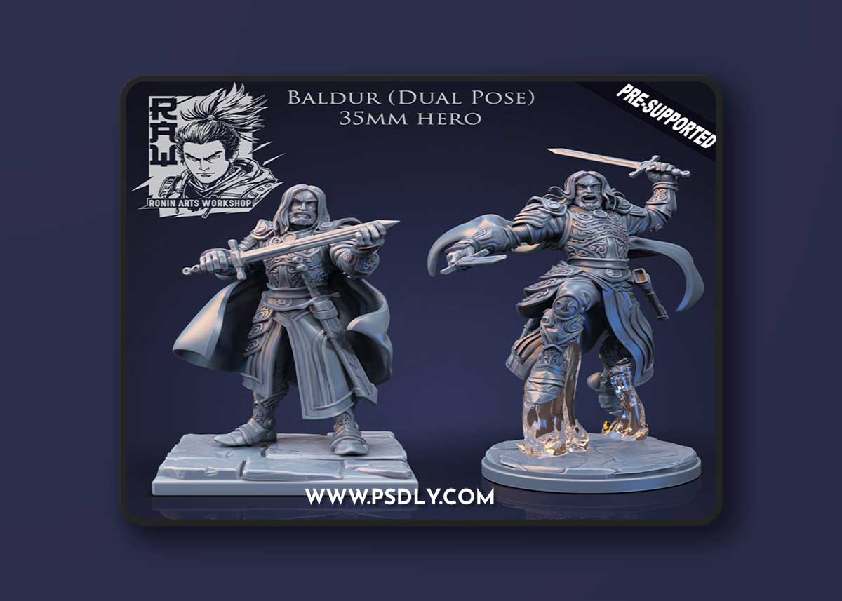 Baldur The Fighter - Idle and Action Pose – 3D Print Model