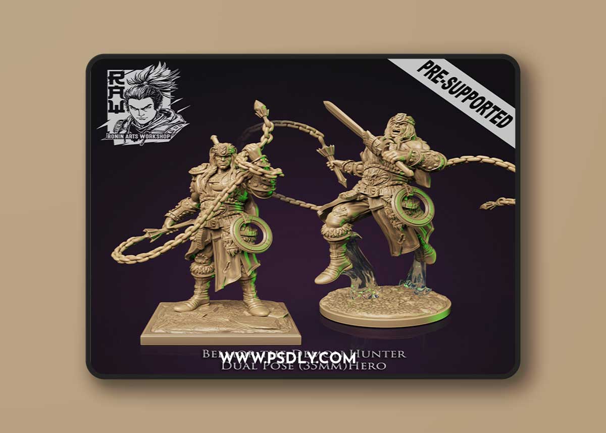 Belmor The Demon Hunter - Idle and Action Pose – 3D Print Model