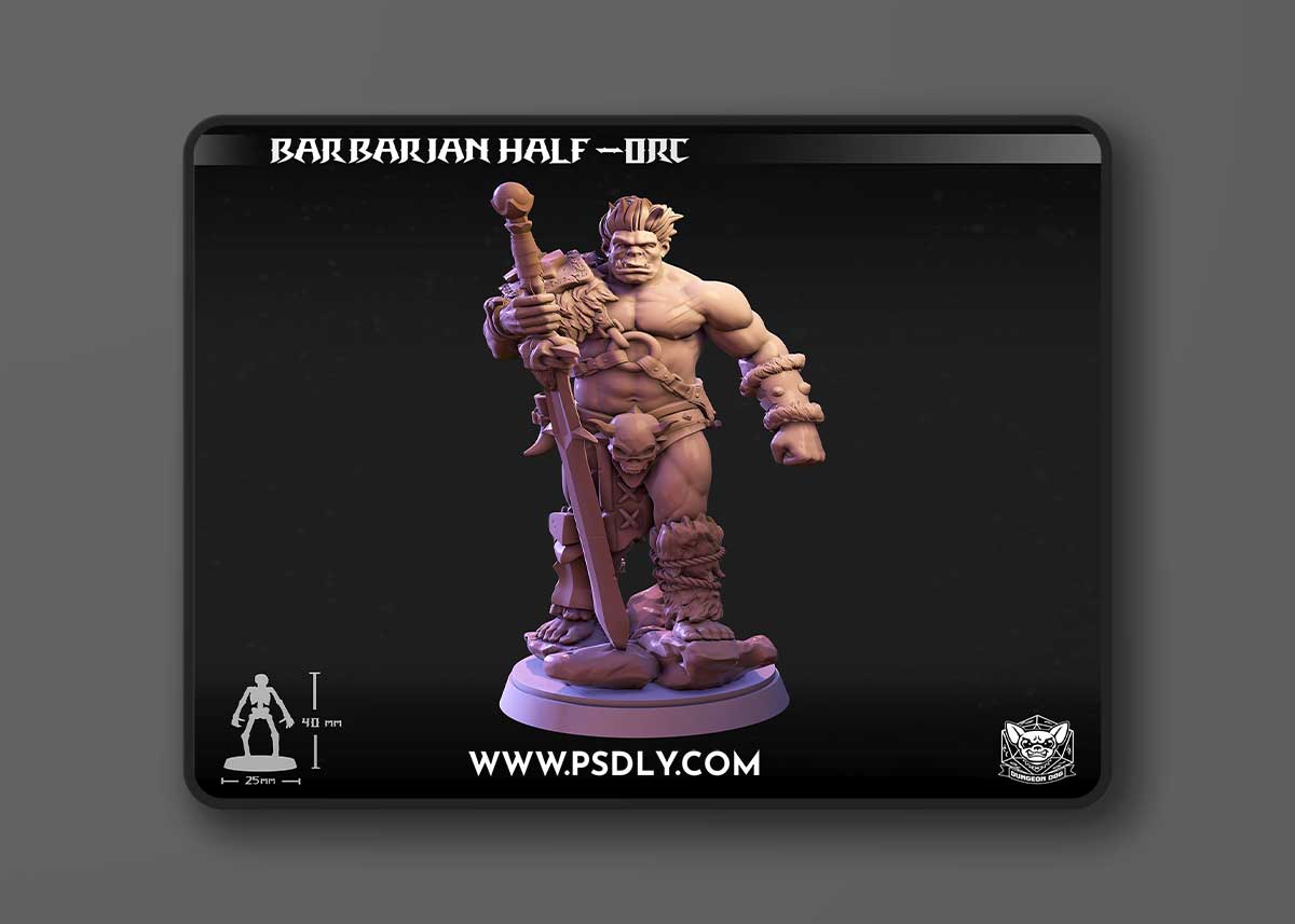 Dungeon Dog - Barbarian Half Orcn – 3D Print Model