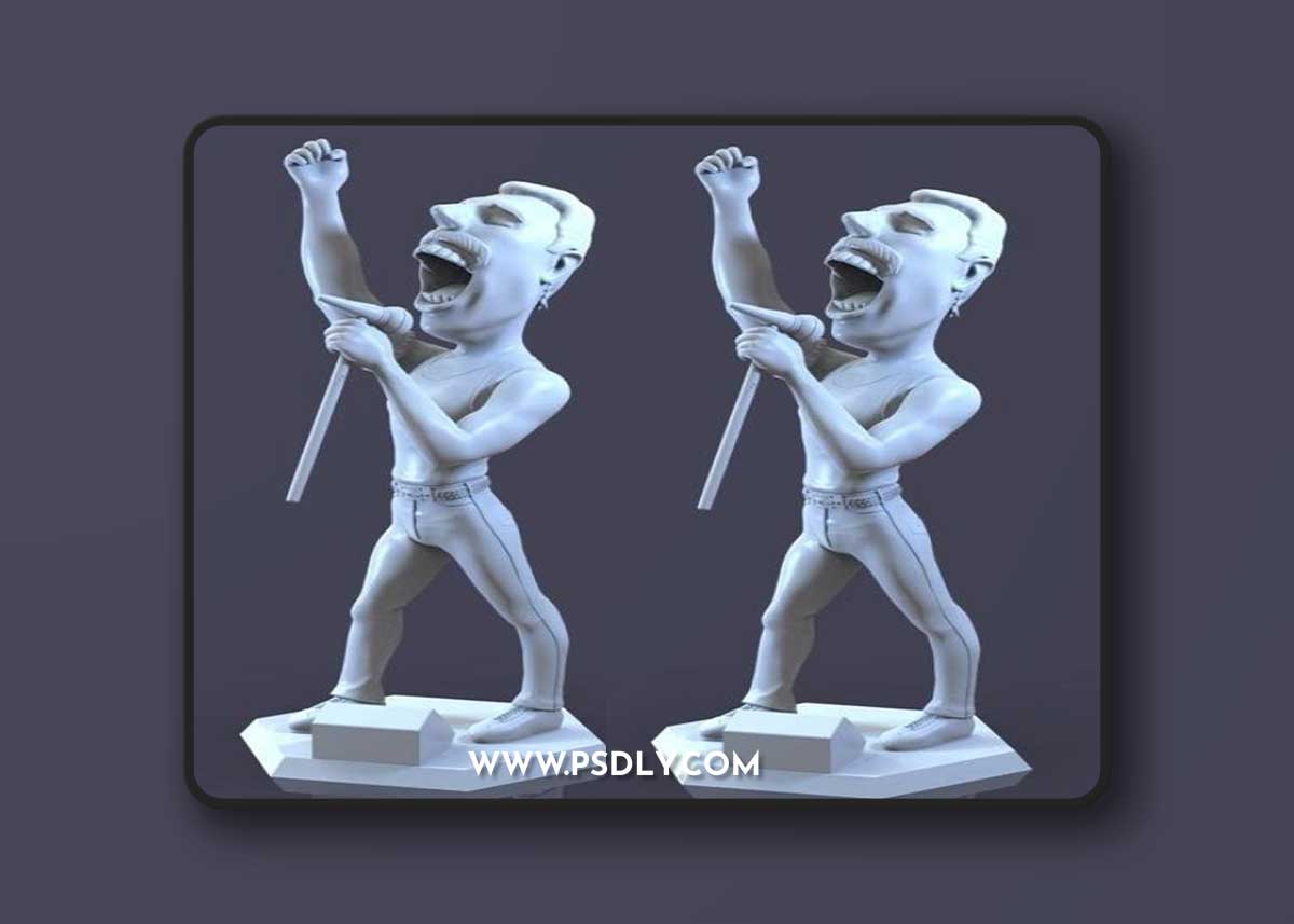 Freddie Mercury Cartoon Style – 3D Print Model
