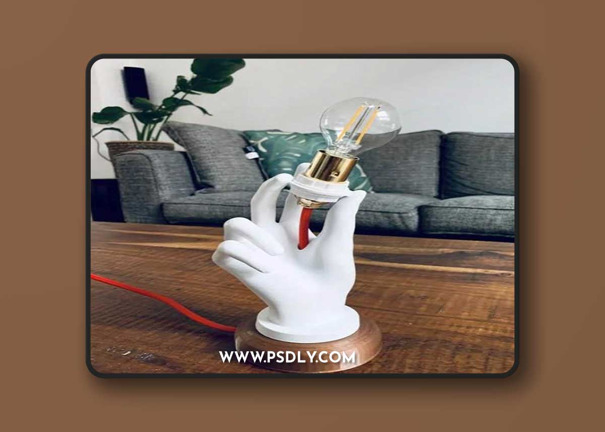 Hand Bolb Lamp Holder 3D Print Model